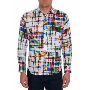 Robert Graham -L- Molley Watercolor Plaid Linen-Cotton LS Shirt NWT $238